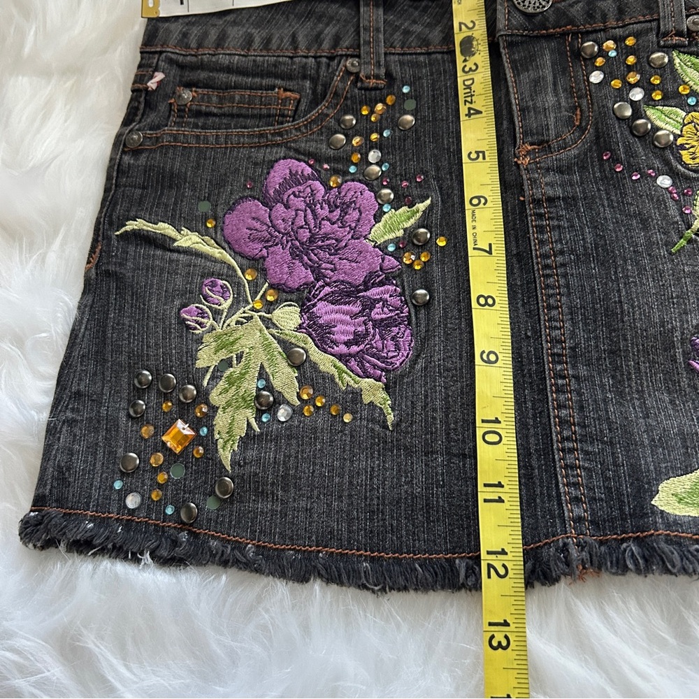 Vintage NWT XOXO Embroidered Denim Mini Circa-2000’s Spirit Bird Embroidery - Picture 13 of 13